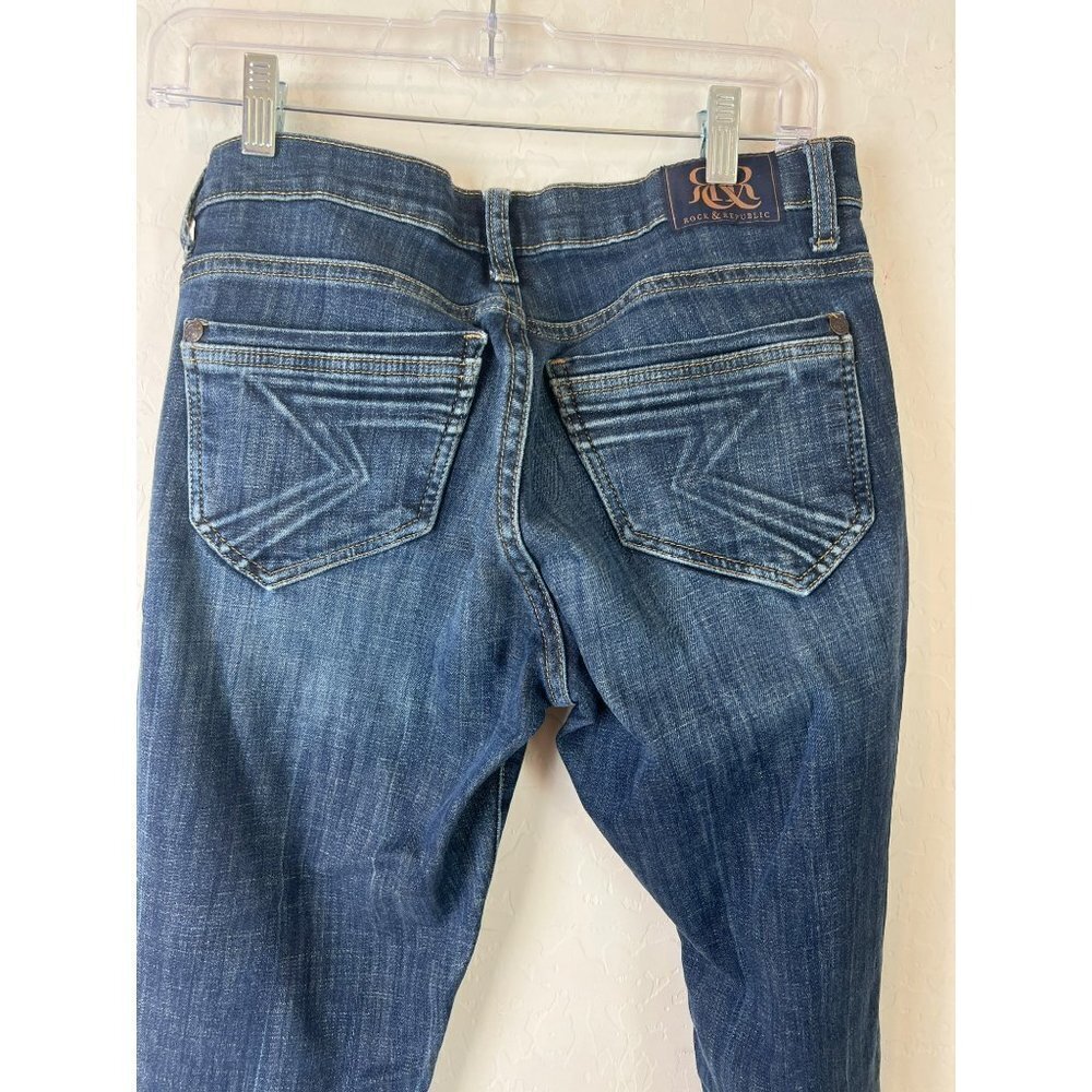 Rock & Republic Sz 4 Emo Style Skinny Jeans Medium Dark Wash EUC - Picture 4 of 9
